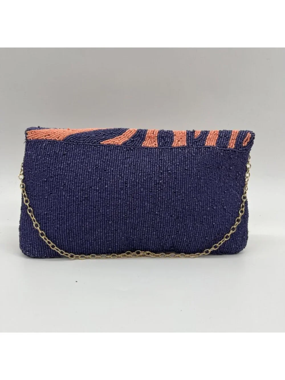 On 34th Beaded Pink and Blue Envelope Clutch Bag